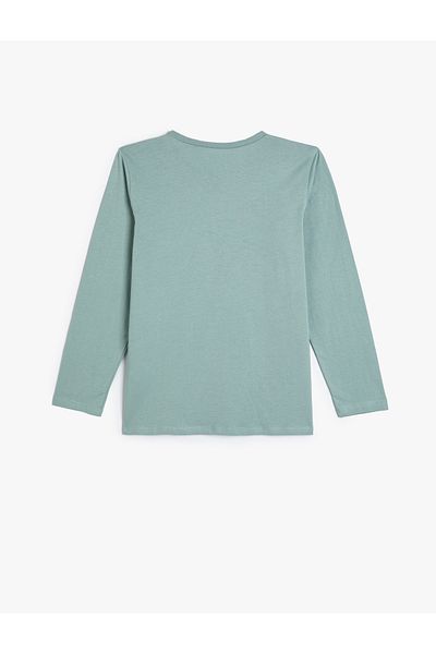 Koton Tricou cu tematică spațială cu mânecă lungă și cu gât crew