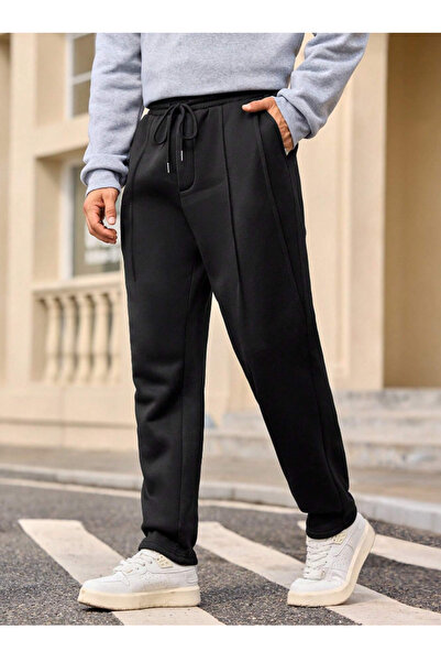 yx yustex sport Pantaloni sportivi negri, baggy, cu tăietură largă, dintr-un ...