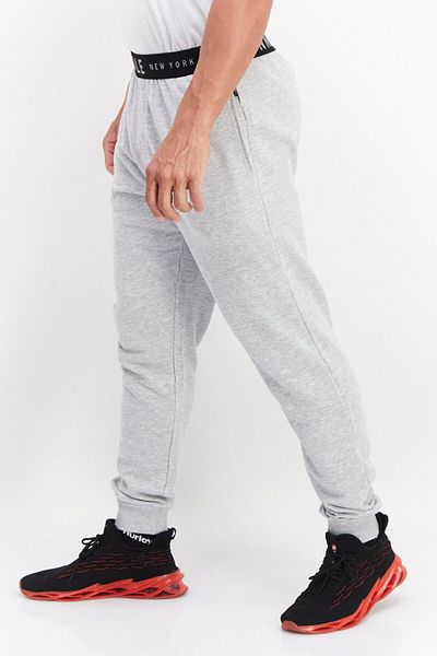Kenneth Cole Men Regular Fit Pull On Brand Logo Jogger Pants, Grey