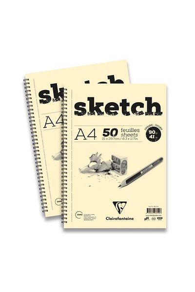 Clairefontaine Esmo Ivory A3 Sketch Block Drawing Book - Side Spiral, 90 Gr.50 Yp