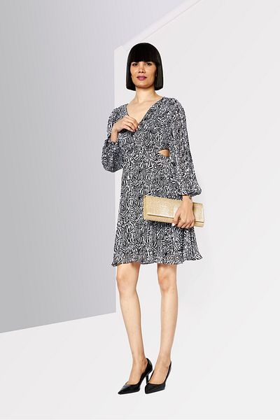 Michael Kors Women All Over Print Mini Casual Dress, Black