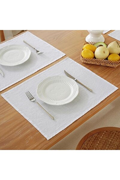 Erba kreasyon Doğal Keten Amerikan Servis Servis Altlığı Kare Supla 6 adet