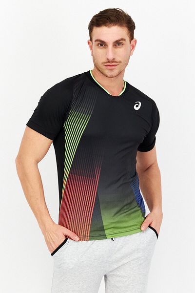 Asics Men Sportswear Fit Brand Logo Training Jersey T-shirt, Black