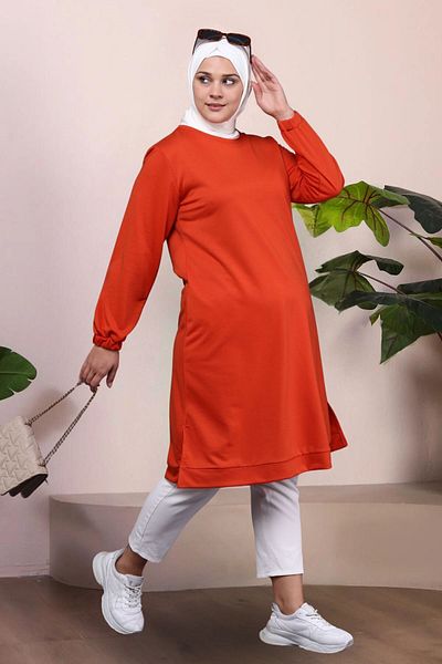 Ferace Long Orange Large Size Hijab Tunik - Two Thread