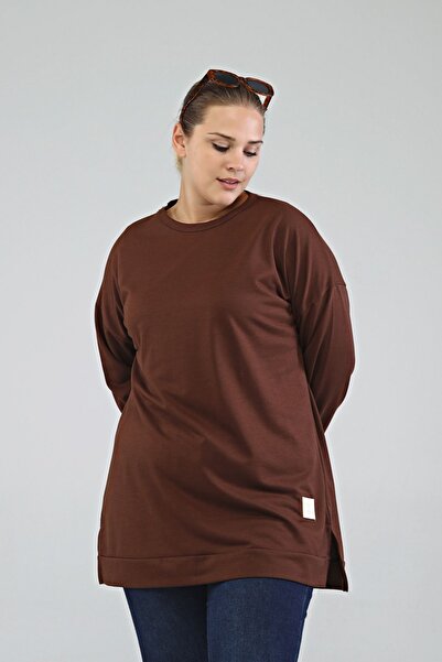 Ferace Women's Large Size Hijab Two Thread Mother Tunigi Brown