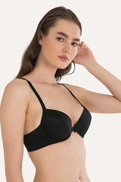 Cooqpoo Size 75-90 Black Micro Bra - Removable Support