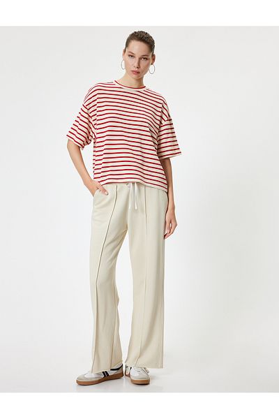 Koton Crew Neck Viscose Blended Short Sleeve T-Shirt