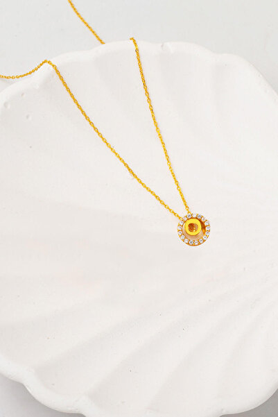 Label Taşlı Halka 22 Ayar Altın Kolye