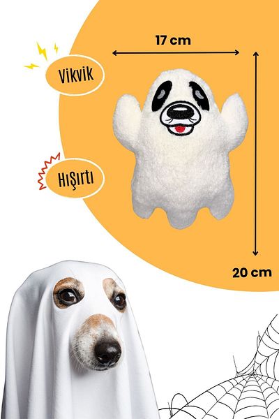 Havhav Plush Ghost Small Breed Dog Toy Halloween Themed Plush Dog Toys with Sound