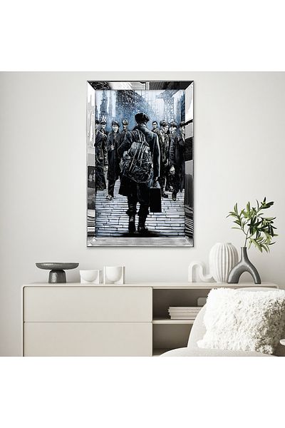 Zevahir Mobilya Dekorasyon Pictură unică MDF cu desen tematic marinar cu cadru din plexiglas cu oglindă argintie