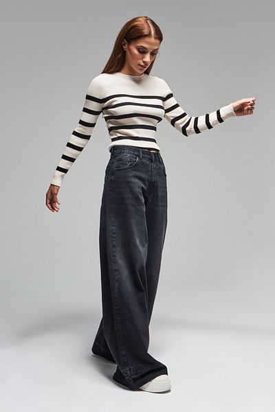 its basic Dark Smoked Γυναικείο Τζιν - 17w41, Mid Waist Palazzo Fit