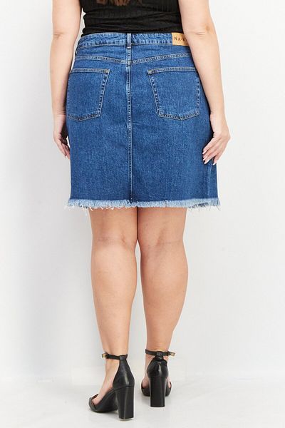 NA-KD Women Washed Denim Mini Skirt, Blue