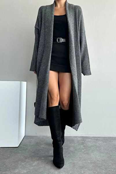 My Blog Sahara Smoke Color Long Plain Cardigan-4164