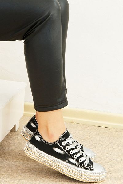 ShoeTek Pantofi de damă Shoetet Yuliana Pin Stonework Bumbac Negru