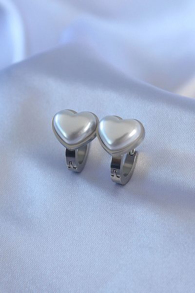 SeyCey.co 316L Steel Silver Color Pearl Heart Model Women's Earrings