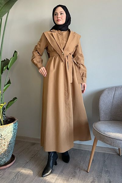 InStyle Καμπαρντίνα Camel με ζώνη Bolero