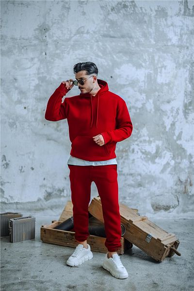 BayBayan Ανδρικό Oversize Basic Υψηλής Ποιότητας Αθλητικό Μοντέλο Σετ Φόρμας