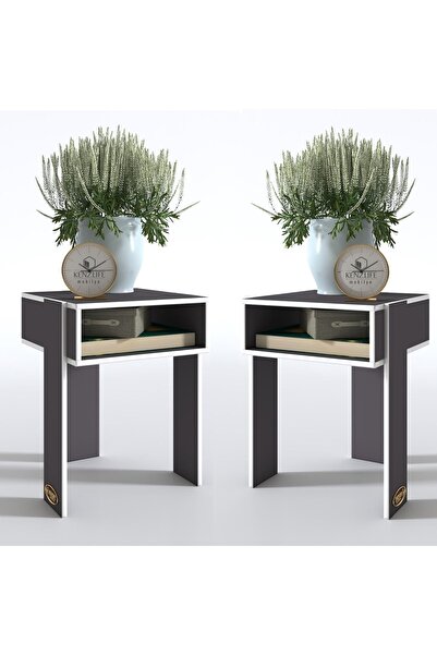 Kenzlife Komodin Sandro 2 Li Set Gri Komidin 39*29*29 Orta Zigon Sehpa Minik Boy (Mng)