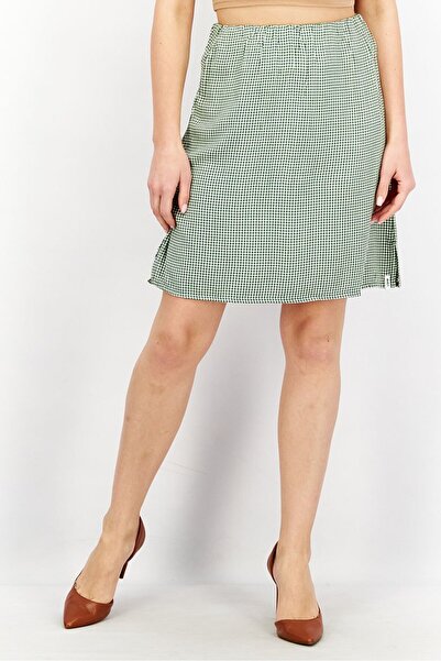 RVCA Women Regular Fit Window Pane Skirt, Green