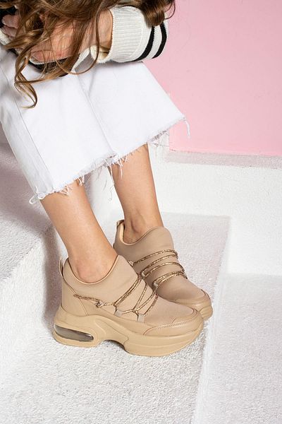 ShoeTek Pantofi Katalina de damă Skubu Fabric String Stoned Pantofi Sport Piele Nuda