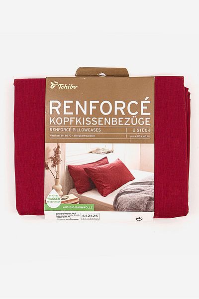 Tchibo 2 Piece Plain Renforce Pillow Case 80 L x 40 W cm, Maroon