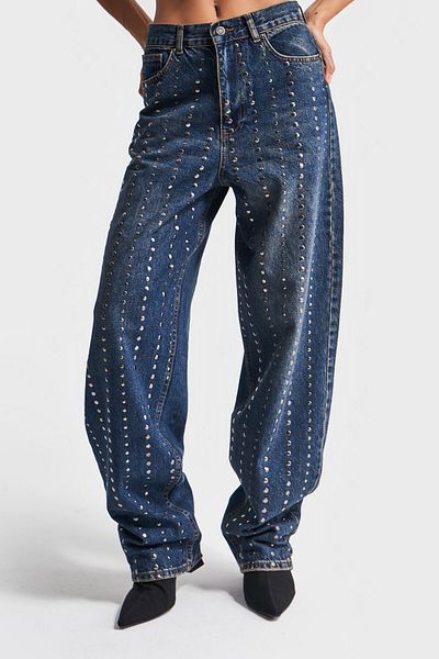 its basic Dámské T. Jeans 2W48 Color Stone Detailed Skater Fit Design Denim