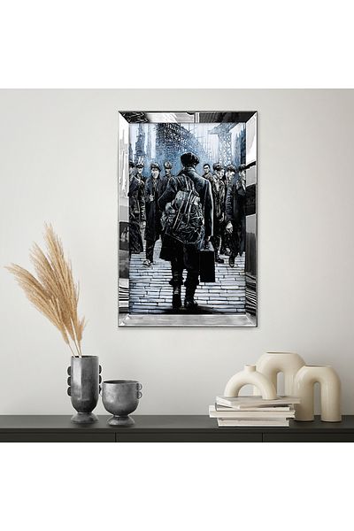Zevahir Mobilya Dekorasyon Pictură unică MDF cu desen tematic marinar cu cadru din plexiglas cu oglindă argintie