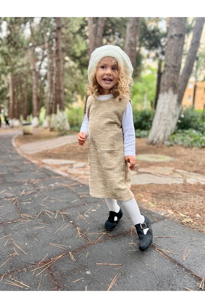 DİVİSTA Kız Çocuk Yeşil Simli Cepli Kolsuz Elbise