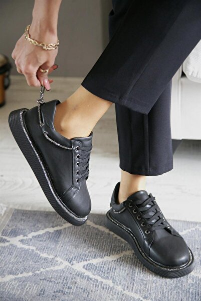 ShoeTek Дамски маратонки с връзки Trevor, черни, кожени