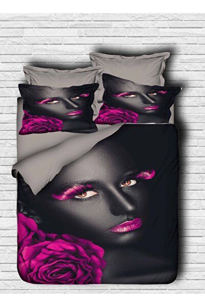 Fabeteks Women's Mannequin Rose 3D Double Duvet Cover Set