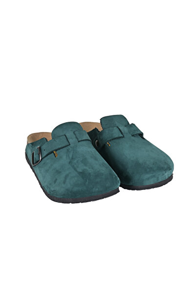 Moosefield Hakiki Deri Koyu Yeşil Unisex Terlik