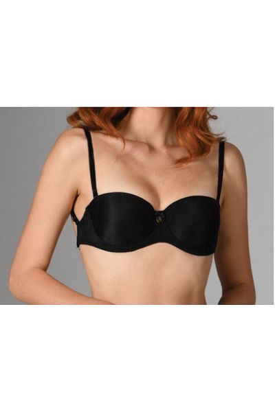 Cooqpoo Black Strapless Covered Padded Bra - Size 75-80-85-90, Back Transparent