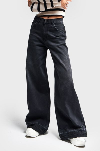 its basic Dark Smoked Γυναικείο Τζιν - 17w41, Mid Waist Palazzo Fit