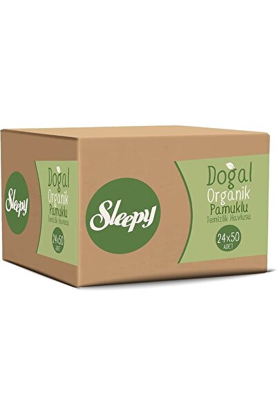 Sleepy مناشف تنظيف من القطن العضوي الطبيعي 24 قطعة 1200 ورقة