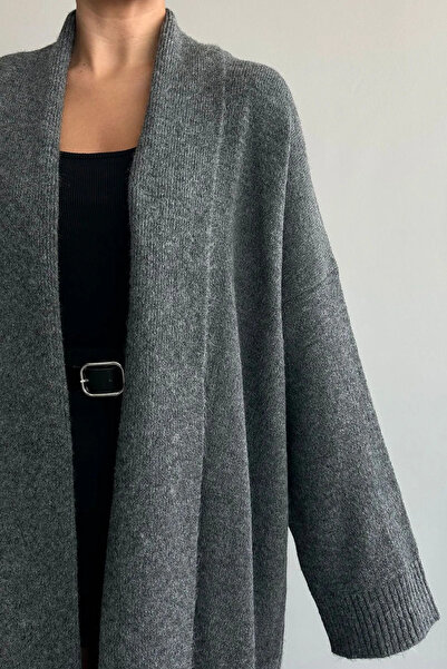 My Blog Sahara Smoke Color Long Plain Cardigan-4164