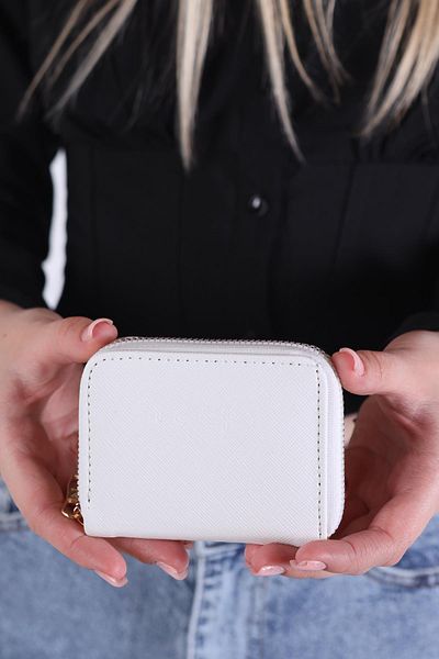 Rays White Mini Wallet - 024 Model, Zippered