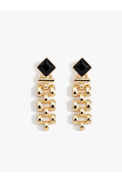 Koton Chain Shaped Dangle Earrings with Stone Detail