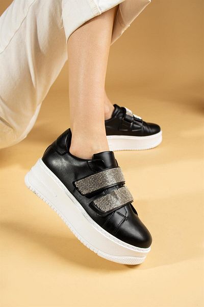 ShoeTek Pantofi de damă Leni Pantofi sport Stoned Piele Neagră
