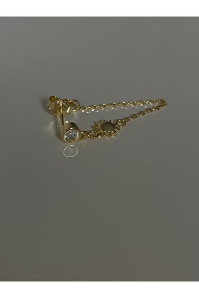 Sade Accessory Güneş Taş Detaylı Zincir Küpe Tek