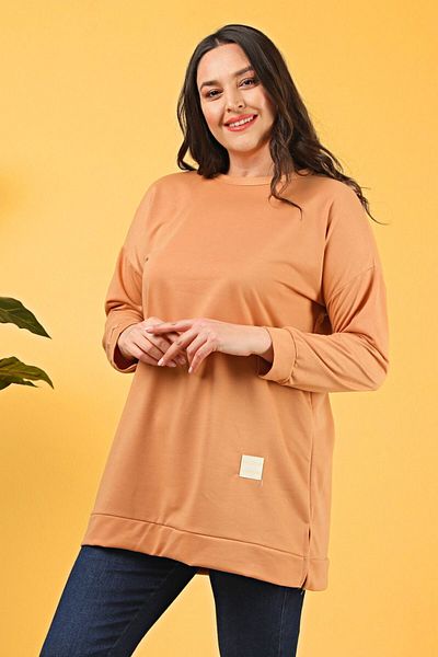 Ferace Women's Hijab Clothing Large Size Tunic Two Thread Tan
