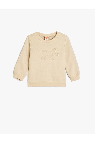 Koton Long Sleeve Dinosaur Printed Sweatshirt - Crew Neck
