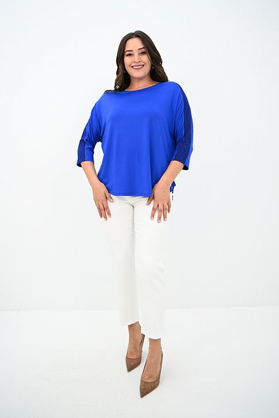 Koza Butik Women's Plus Size Sleeve Glitter Detailed Blouse 1855