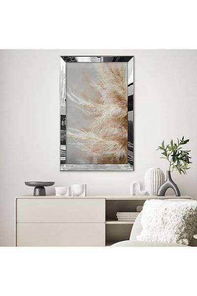 Zevahir Mobilya Dekorasyon Rama din plexiglas cu oglinda argintie, galben auriu, gri, elegant, minimalist, desen abstract, pictură unică MDF