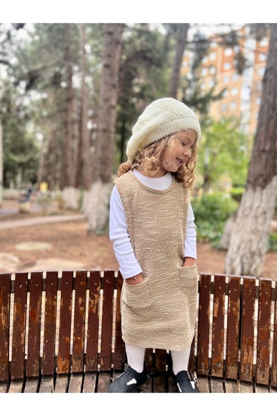 DİVİSTA Kız Çocuk Yeşil Simli Cepli Kolsuz Elbise