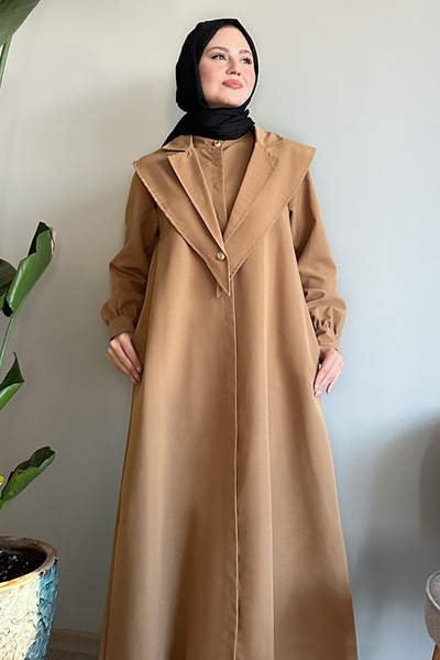 InStyle Camel Trench Coat with Belt and Bolero