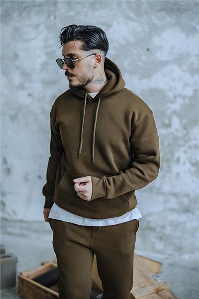BayBayan Ανδρικό Oversize Basic Υψηλής Ποιότητας Αθλητικό Μοντέλο Σετ Φόρμας