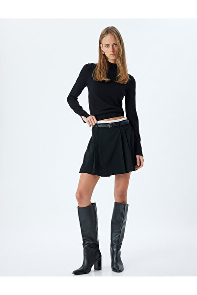Koton Pileli Siyah Kadın Etek 5WAK40033PW