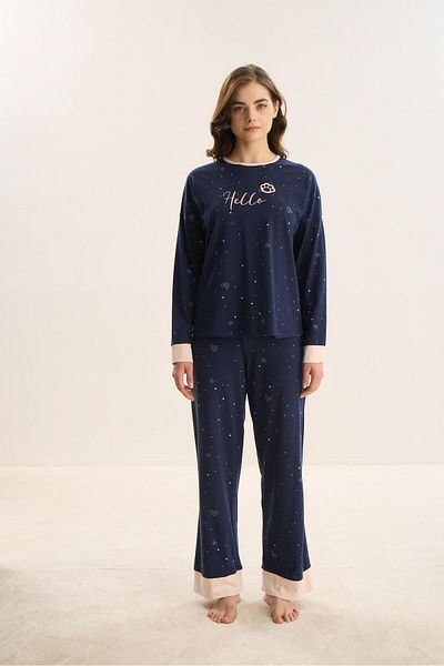 Sevim Γυναικεία μακρυμάνικη πιτζάμες Navy Blue - C9T3N0O61