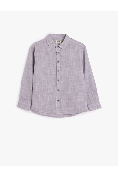 Koton LonG Sleeve Classic Collar Basic Shirt - Button Detail