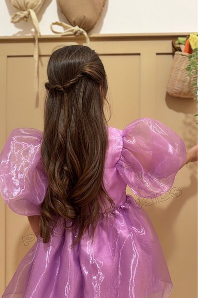 penu baby kids Rochie pentru fetiță cu mânecă cu balon Janjan, liliac strălucitor - strălucitor